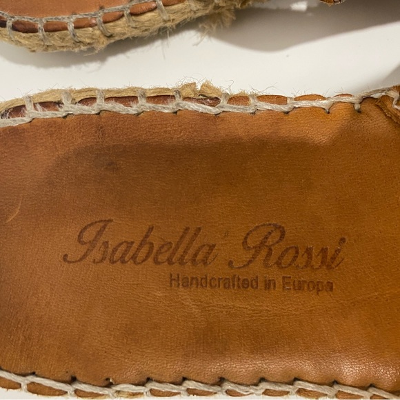 ISABELLA ROSSI Size 38 AU 7 Brown Tan Leather Espadrilles Sandals Flats - Picture 8 of 8